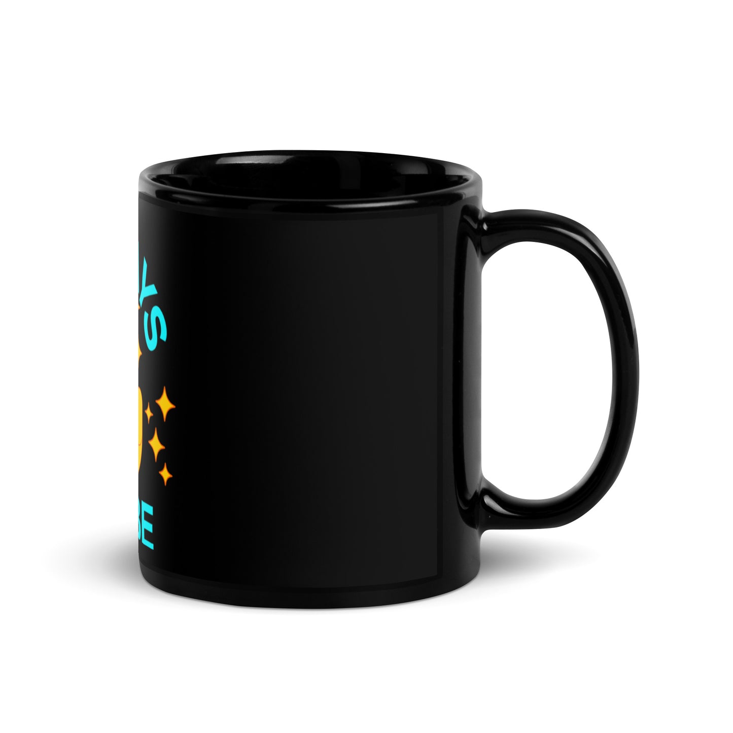 Black Glossy Mug with Handle – 11oz 15oz Coffee Cup Front Print