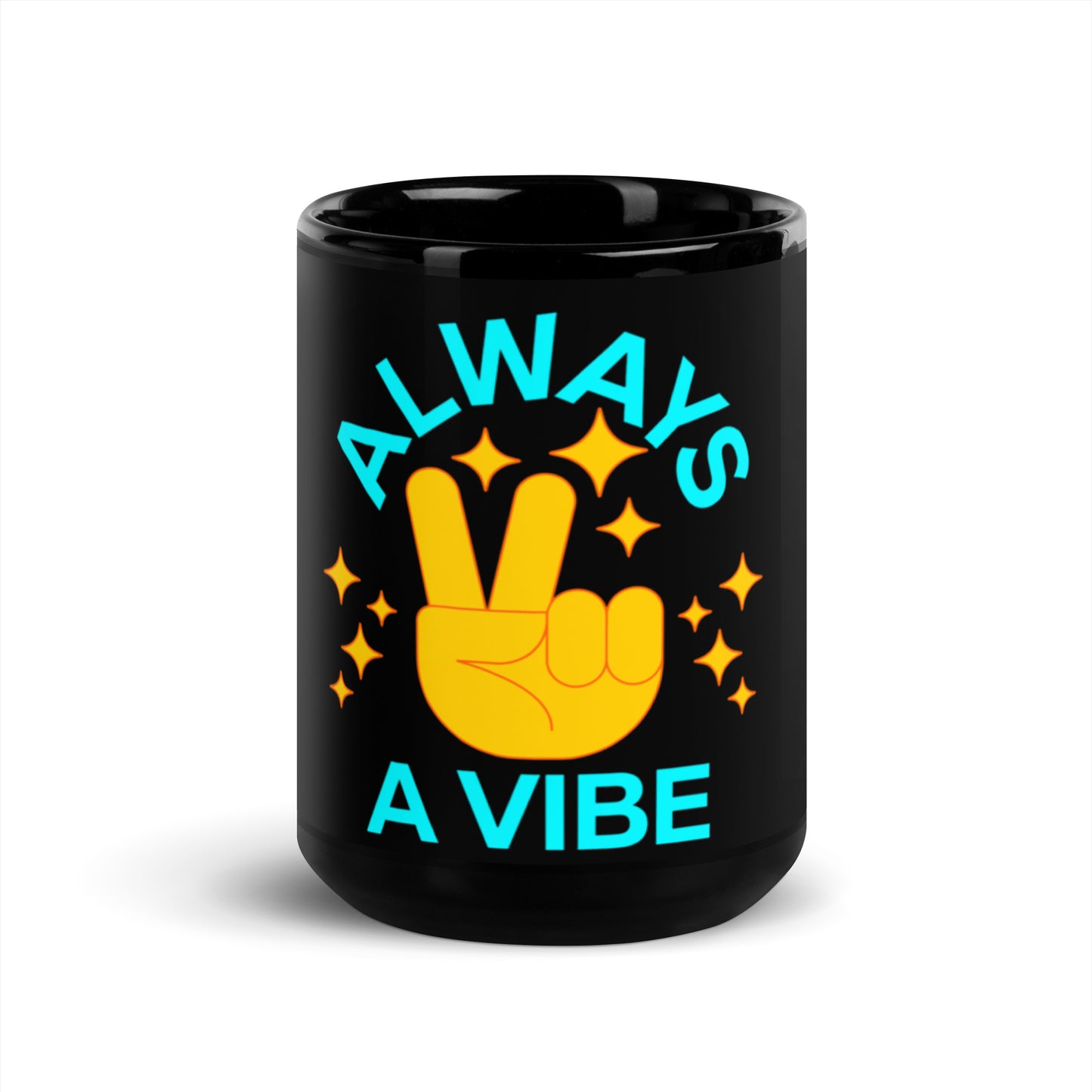 Black Glossy Mug with Handle – 11oz 15oz Coffee Cup Front Print